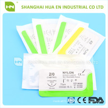 Suturas de nylon cirúrgicas CE ISO fabricadas na China para o hospital